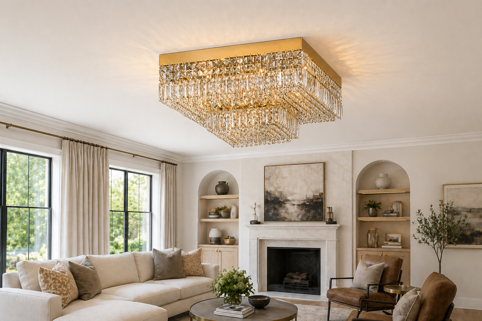 Flush Square Shower Chandelier
