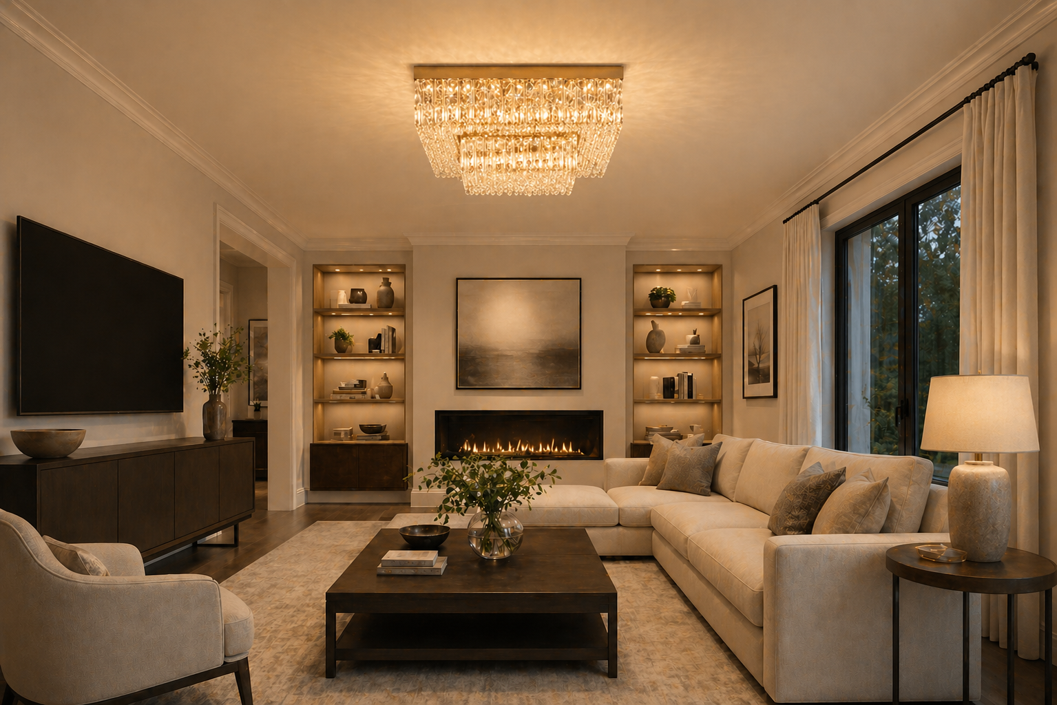 Flush Square Shower Chandelier