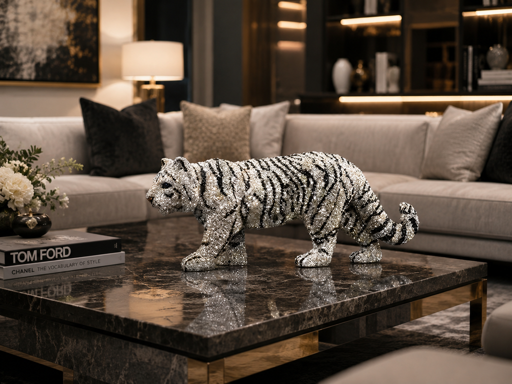 White Tiger Crystal Sculpture