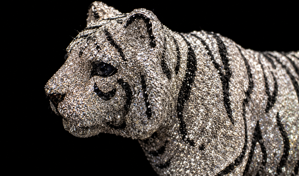 White Tiger Crystal Sculpture