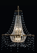 Modern Crystal Basket Chandelier in Warm Brass