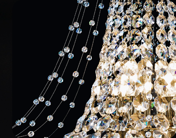 Modern Crystal Basket Chandelier in Warm Brass