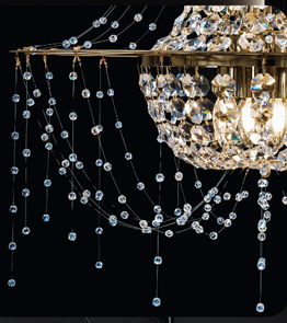 Modern Crystal Basket Chandelier in Warm Brass