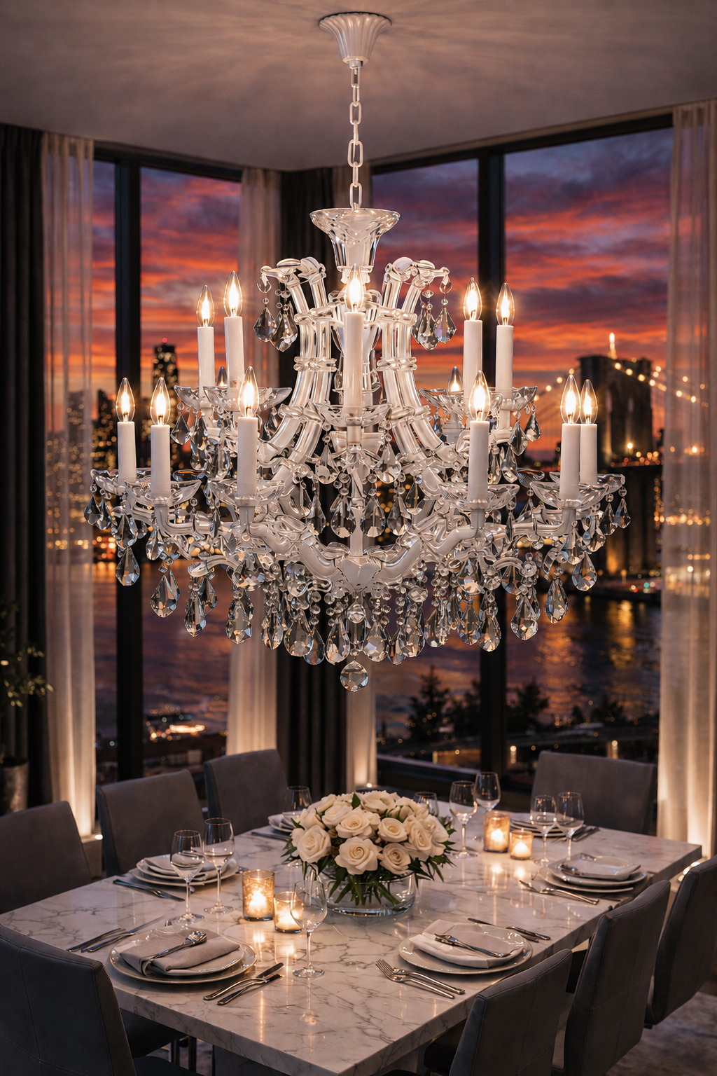 Maria Teresa with Silver Satin Crystals in Arctic White