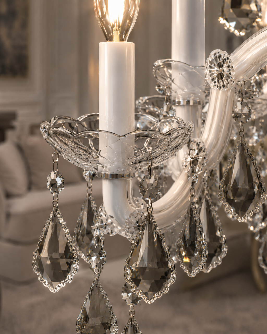 Maria Teresa with Silver Satin Crystals in Arctic White