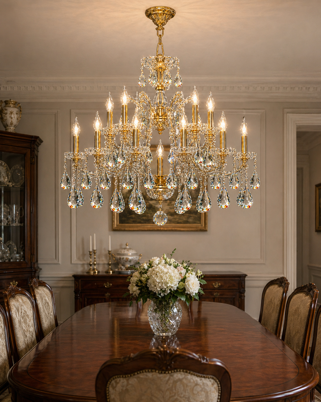 Maria Teresa Chandelier with Swedish Cut Crystals