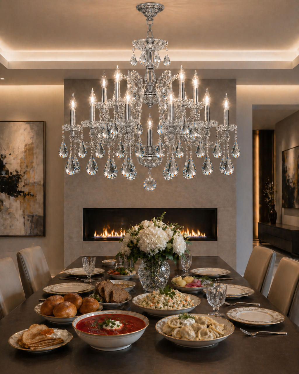 Maria Teresa Chandelier with Swedish Cut Crystals