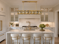 Locomotive Linear Chandelier in Warm Brass